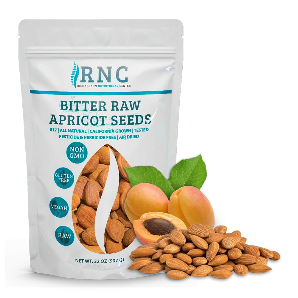 Richardson Nutritional Center fresh raw bitter apricot seeds in a 2lb bag, ideal for smoothies.