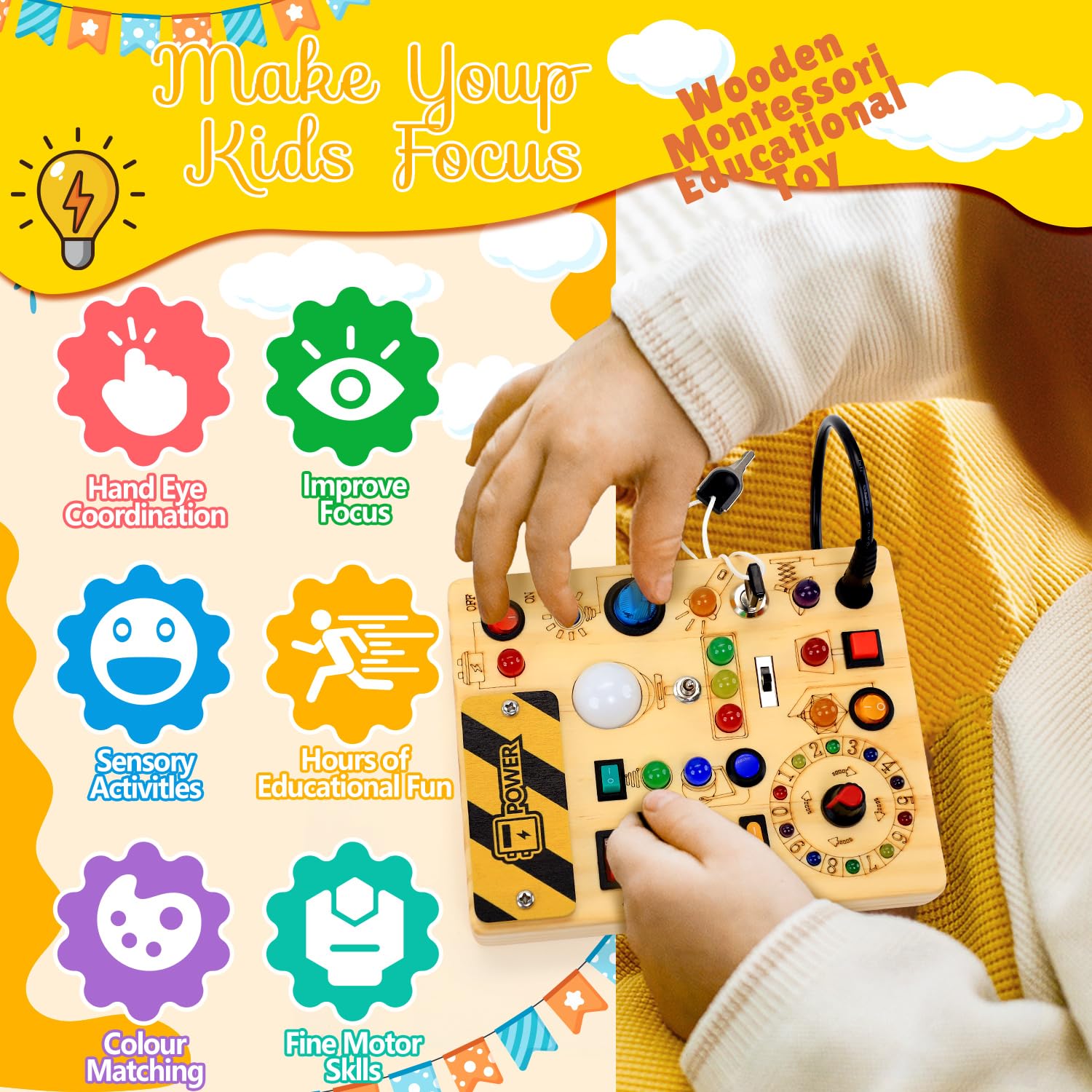 RichBoy Busy Board shows safe rounded edges and a locked battery compartment