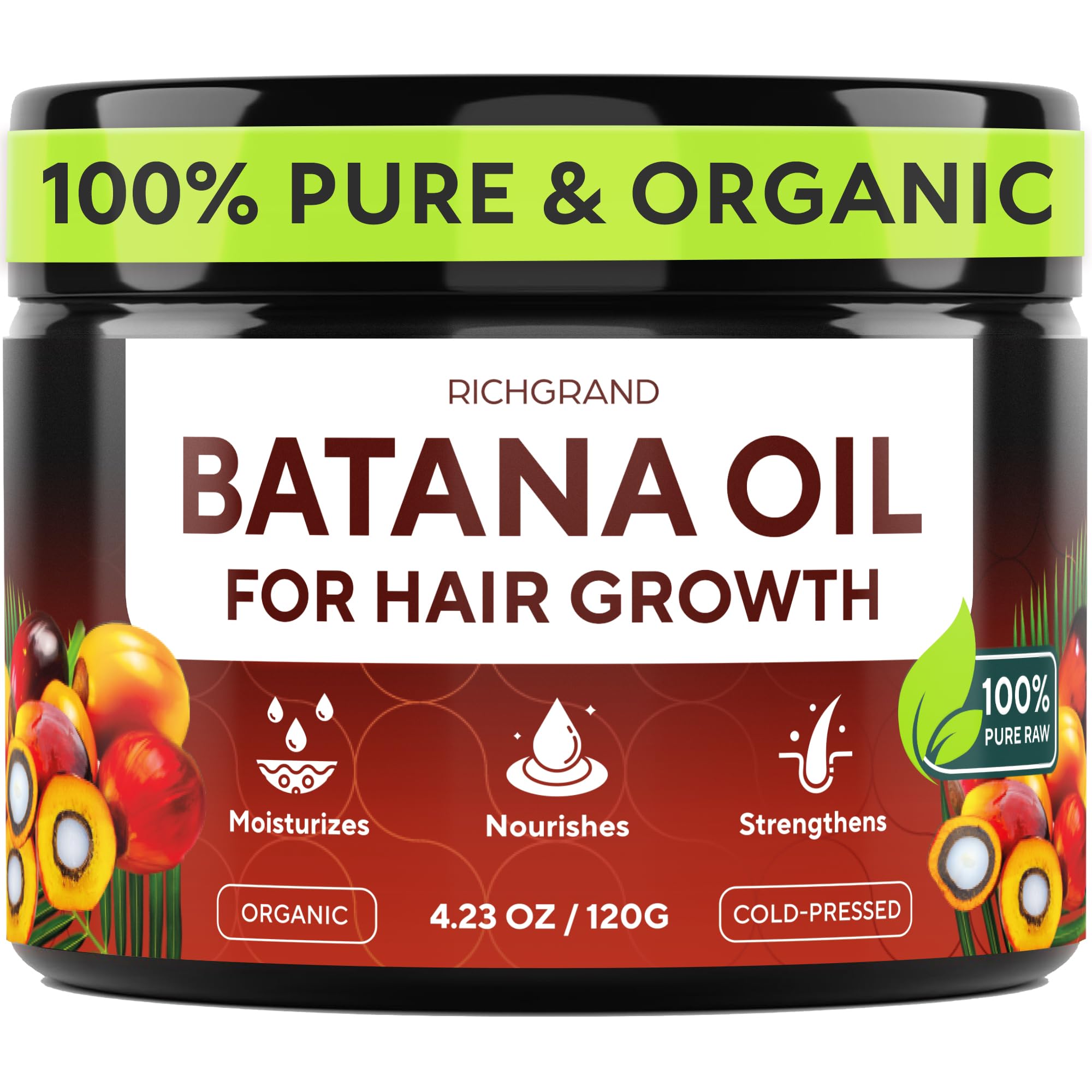 RichGRAND Batana Oil bottle pour showing pure nourishing oil for scalp care