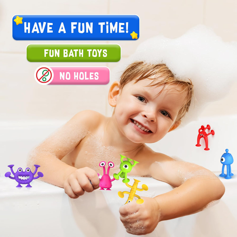 Richtim no-hole bath toy set designed for quick cleaning after baths.