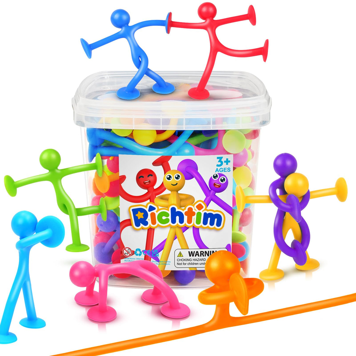 Richtim suction cup people toy four-point design for versatile play on smooth surfaces
