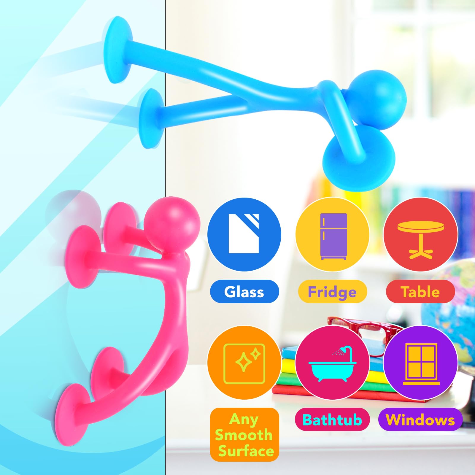 Richtim travel suction cup toy sticks to windows for car and travel fun