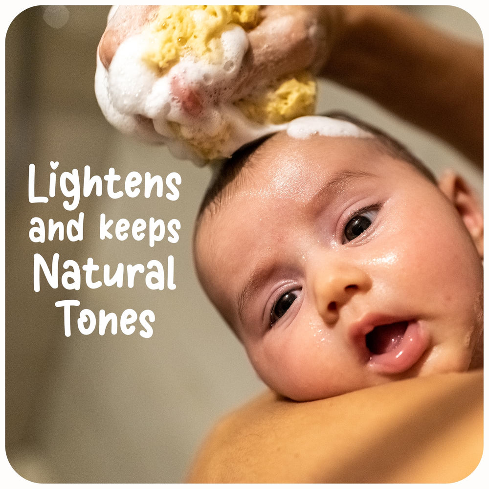 Ricitos de Oro shampoo with Rattle Cup cap adding playful bath time.
