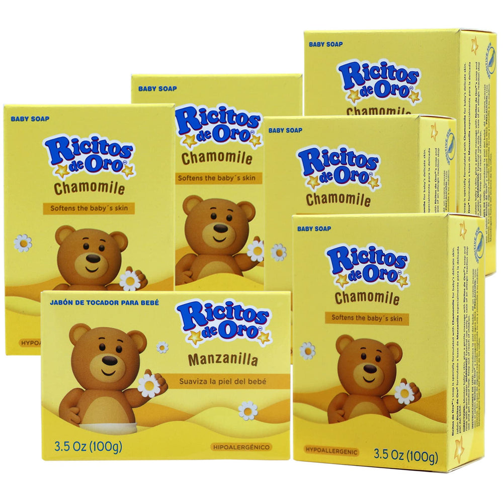 Ricitos de Oro baby soap chamomile pack with six bars for gentle cleansing