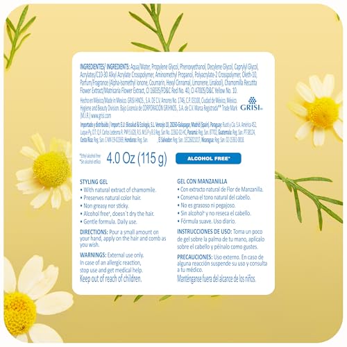 Ricitos de Oro Chamomile Hair Gel finish adds soft shine to kid’s hair