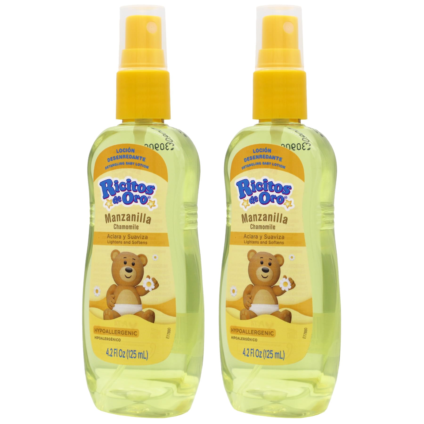 Ricitos de Oro LOC lightening spray bottle showing gentle hair care in action