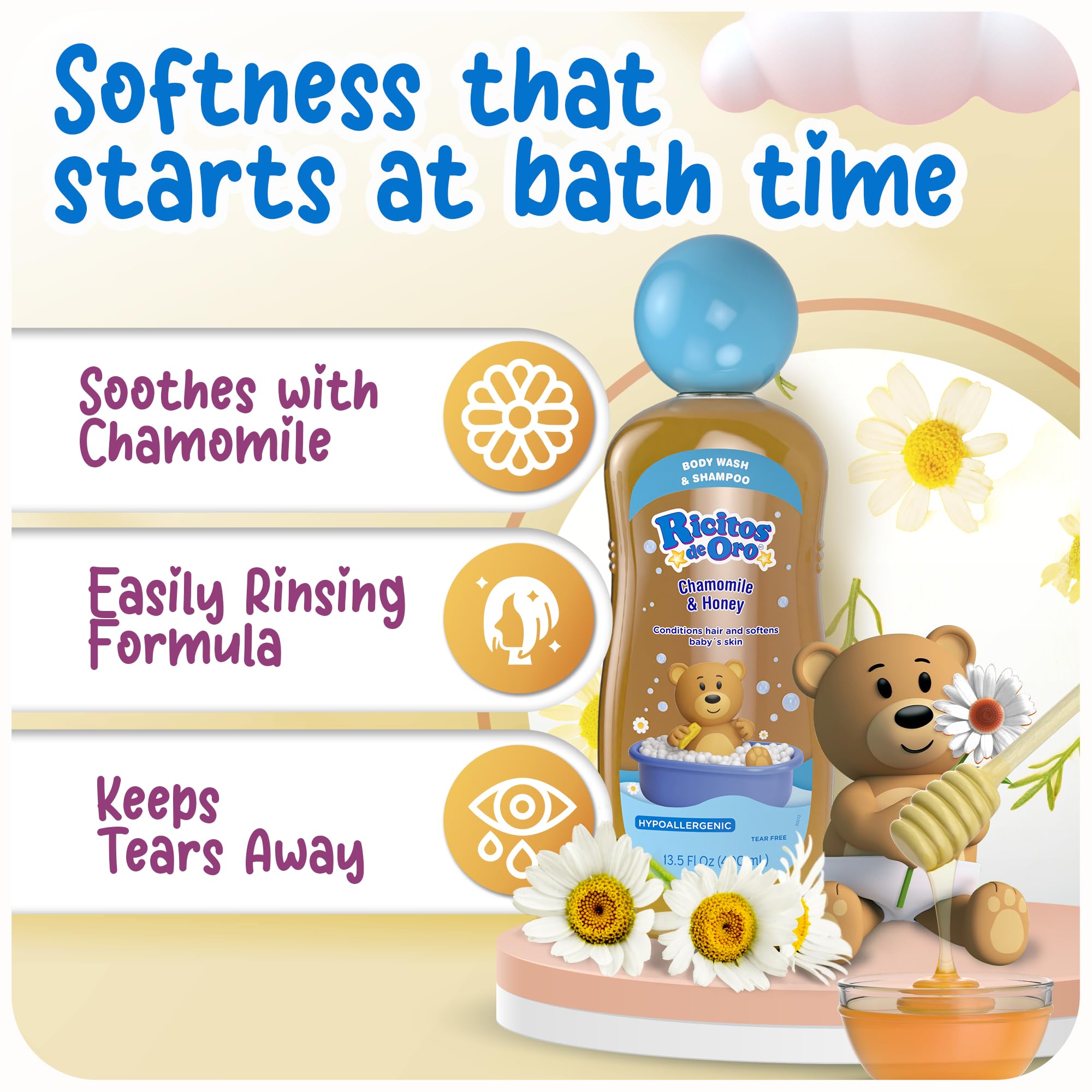 Ricitos de Oro tear-free bottle ideal for eyes during bath time