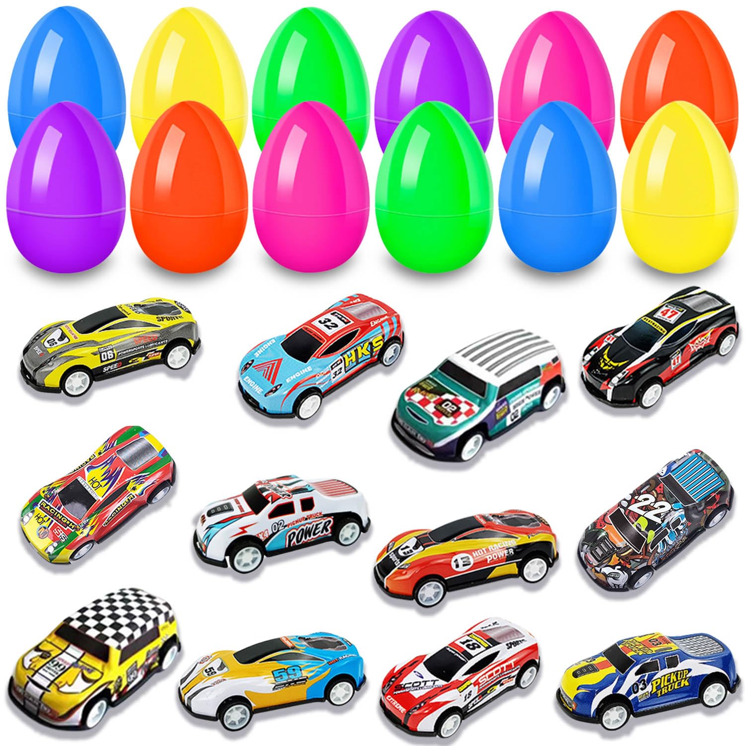 Ricluck Easter eggs with cars inside for colorful egg hunts and surprises