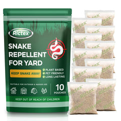 Rictex snake repellent yard setup showing strategic placement for outdoor deterrence