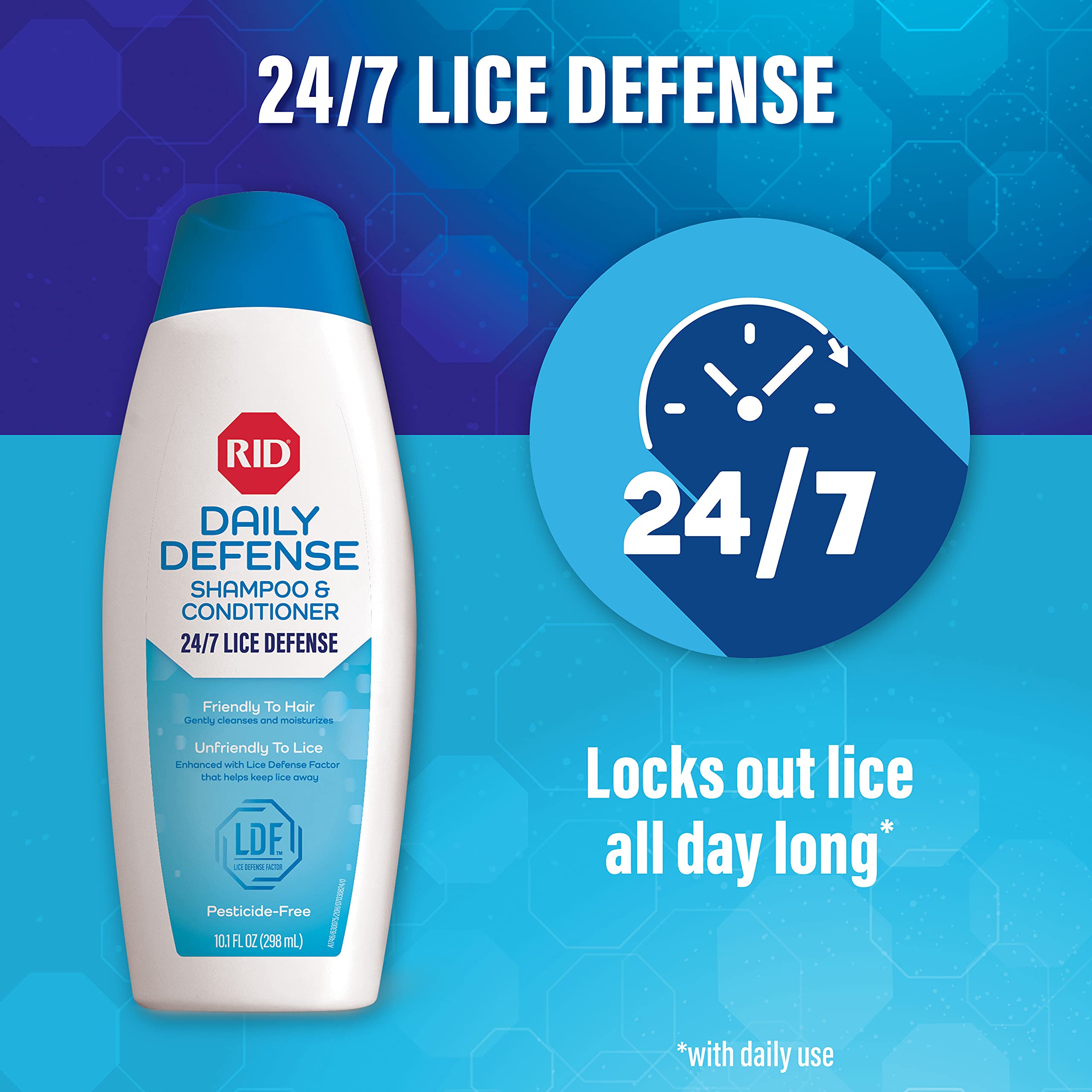 RID Daily Defense conditioner bottle highlights hair-friendly daily care