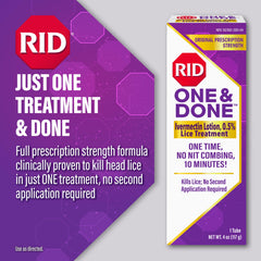 RID One and Done applying cream for lice treatment in minutes.
