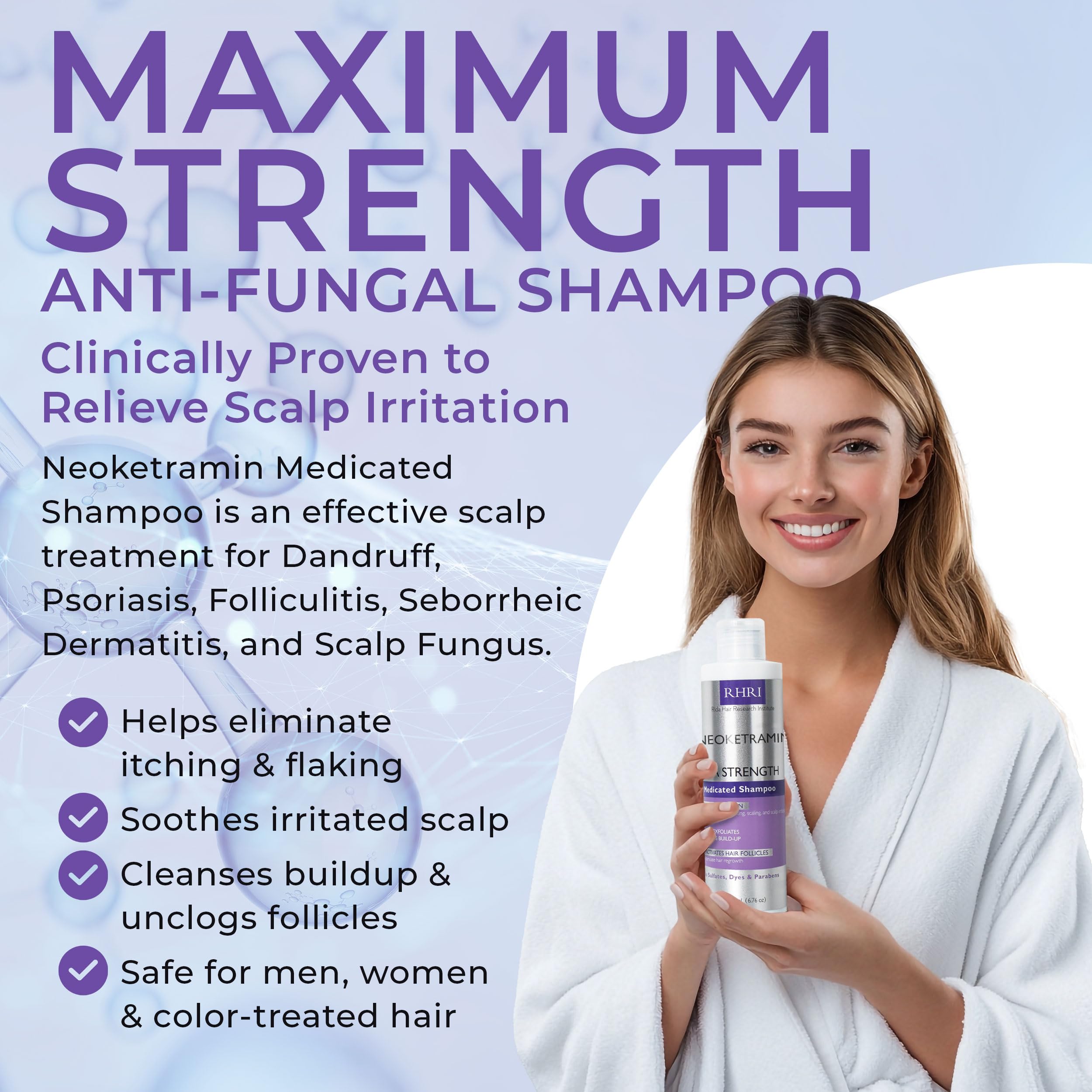 Rida Hair Antifungal Shampoo product shot — shows medicated formula and clean design.