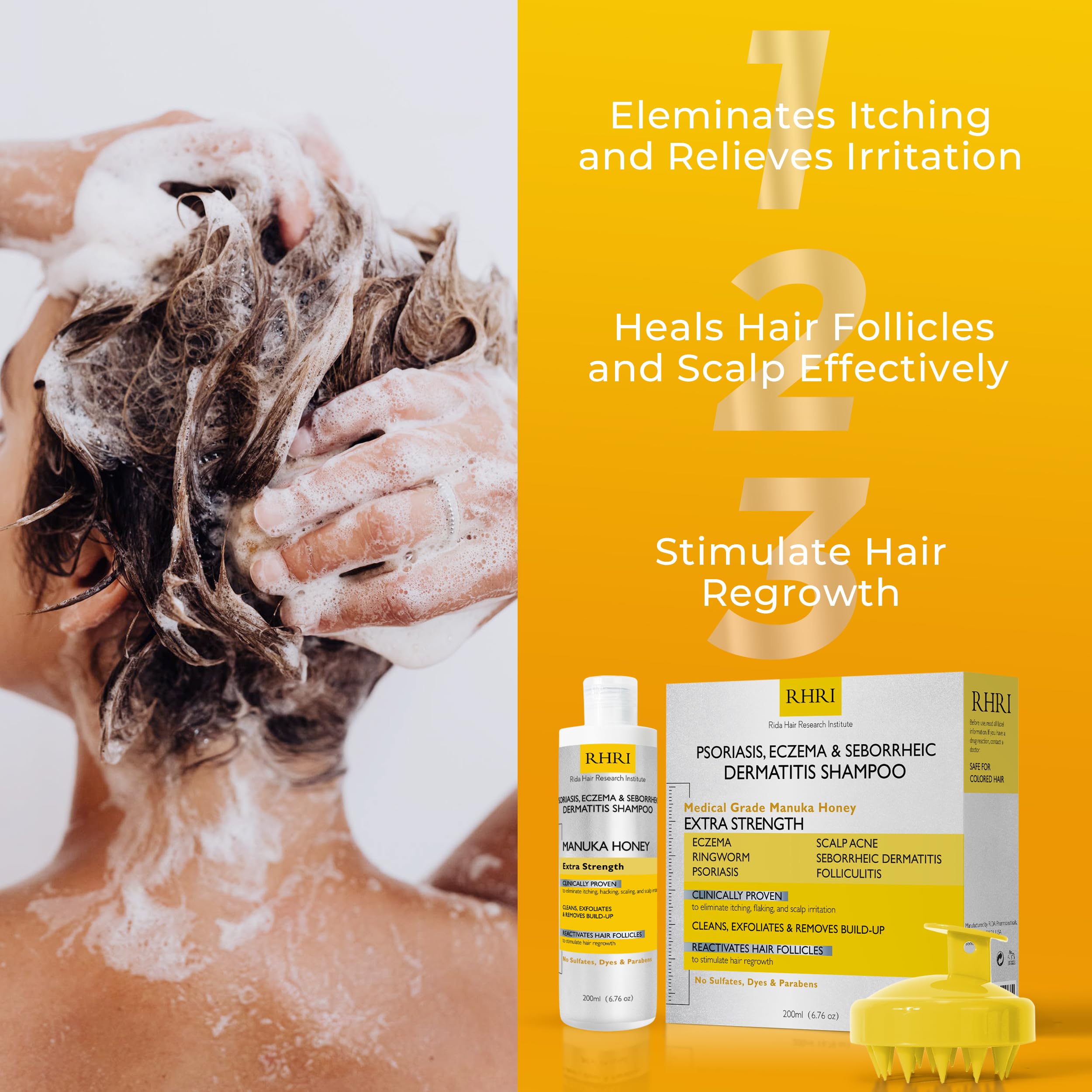 Rida Hair Psoriasis Shampoo for men and women product shot.