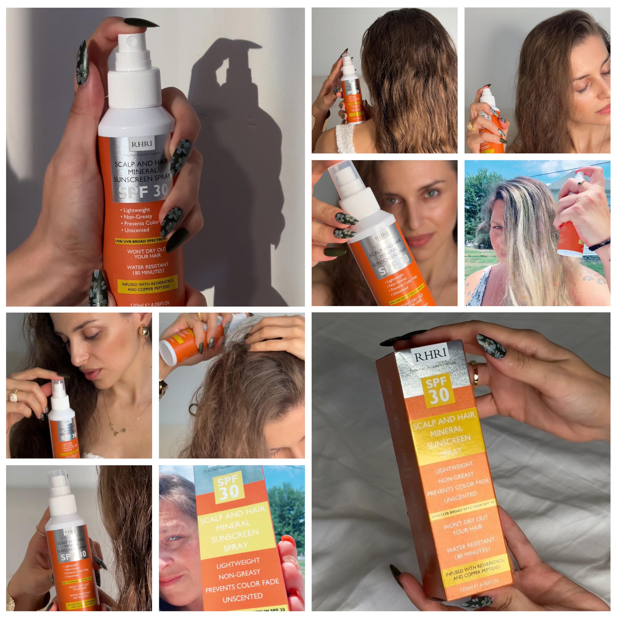 Rida Hair Research Institute compact 4 oz bottle for daily sun protection.