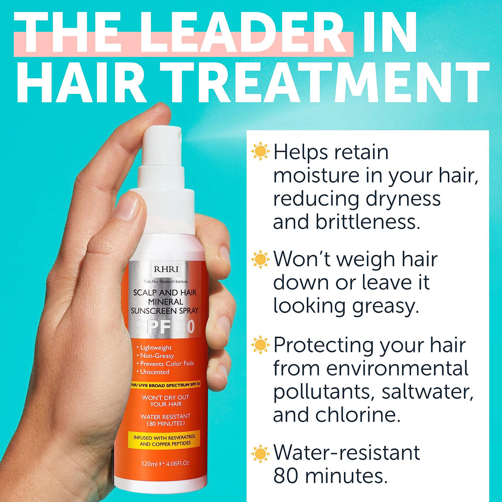 Rida Hair Research Institute fast-drying spray keeps hair soft after sun exposure.