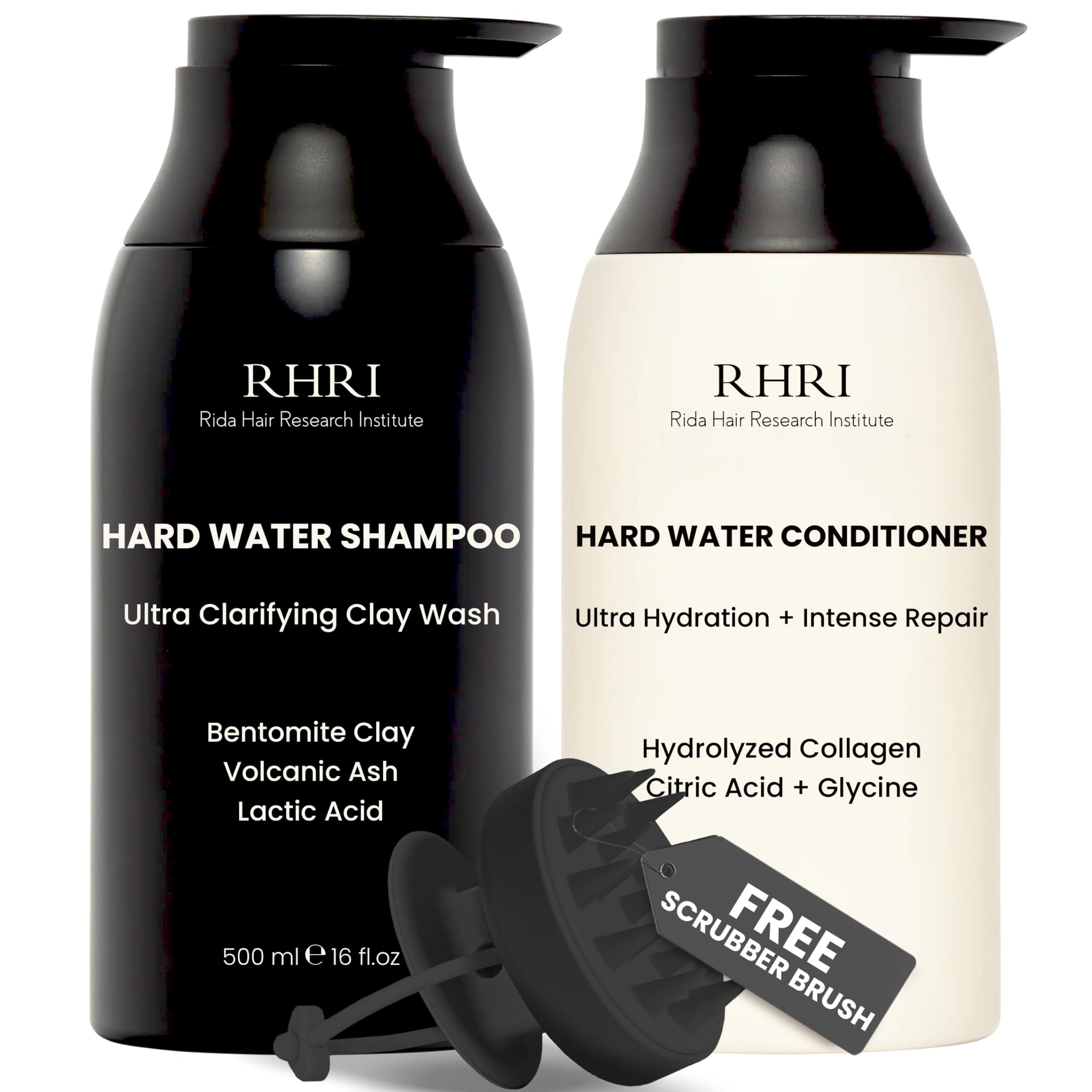 Rida Hard Water Shampoo with bentonite clay for mineral removal and refreshment.