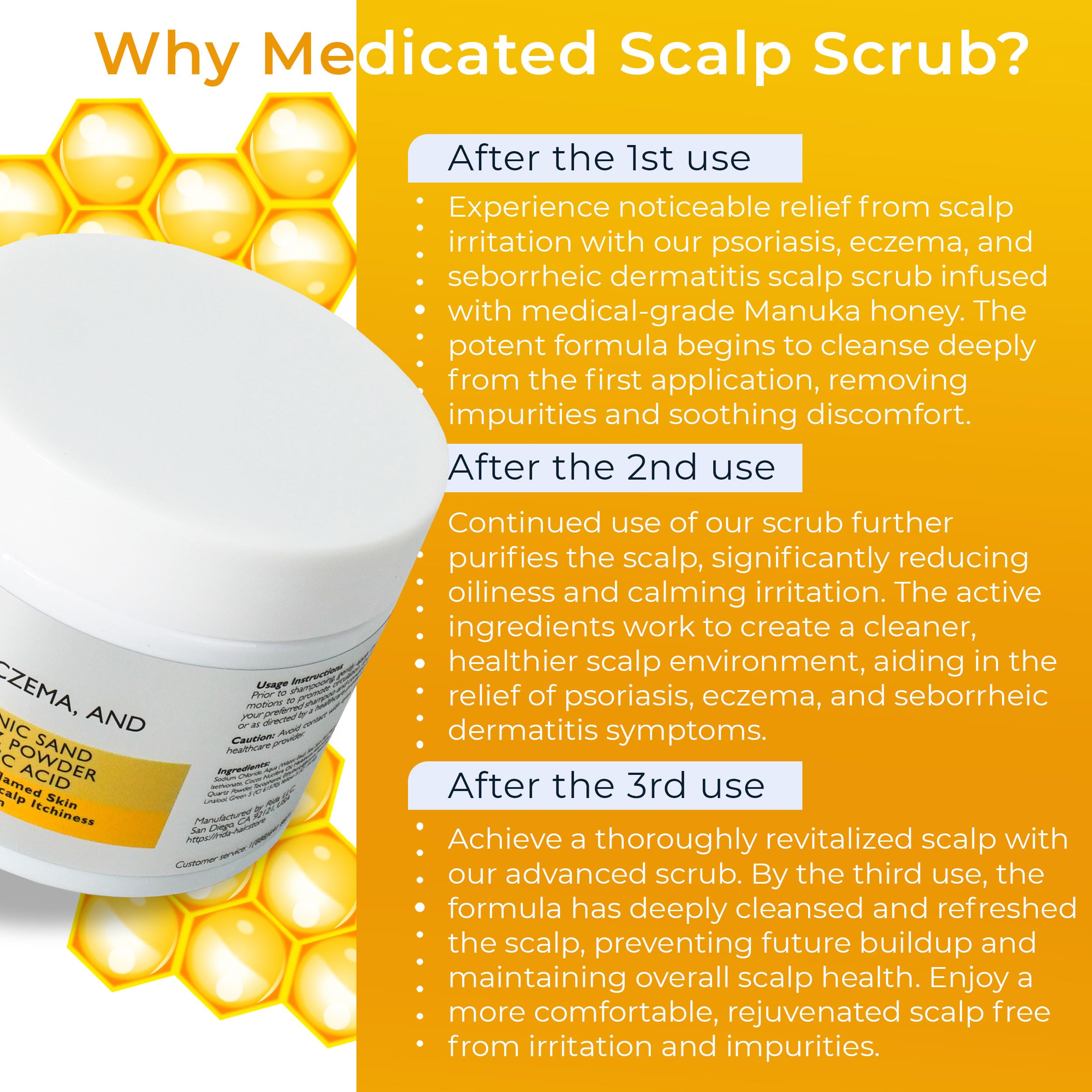 Rida scrub is massaged onto the scalp for a calming cleanse