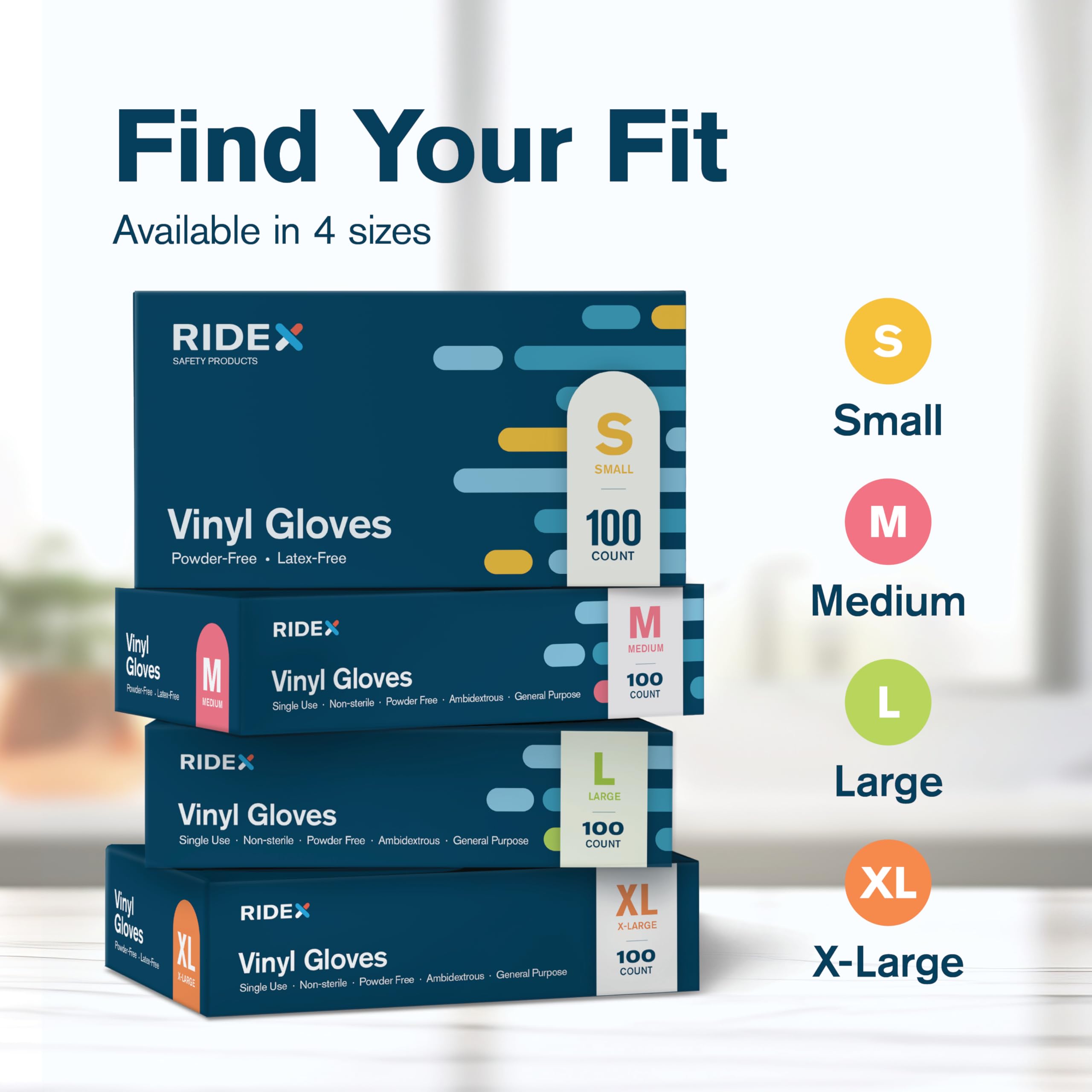 Ridex convenient dispense-box gloves streamline stocking and one-at-a-time use.