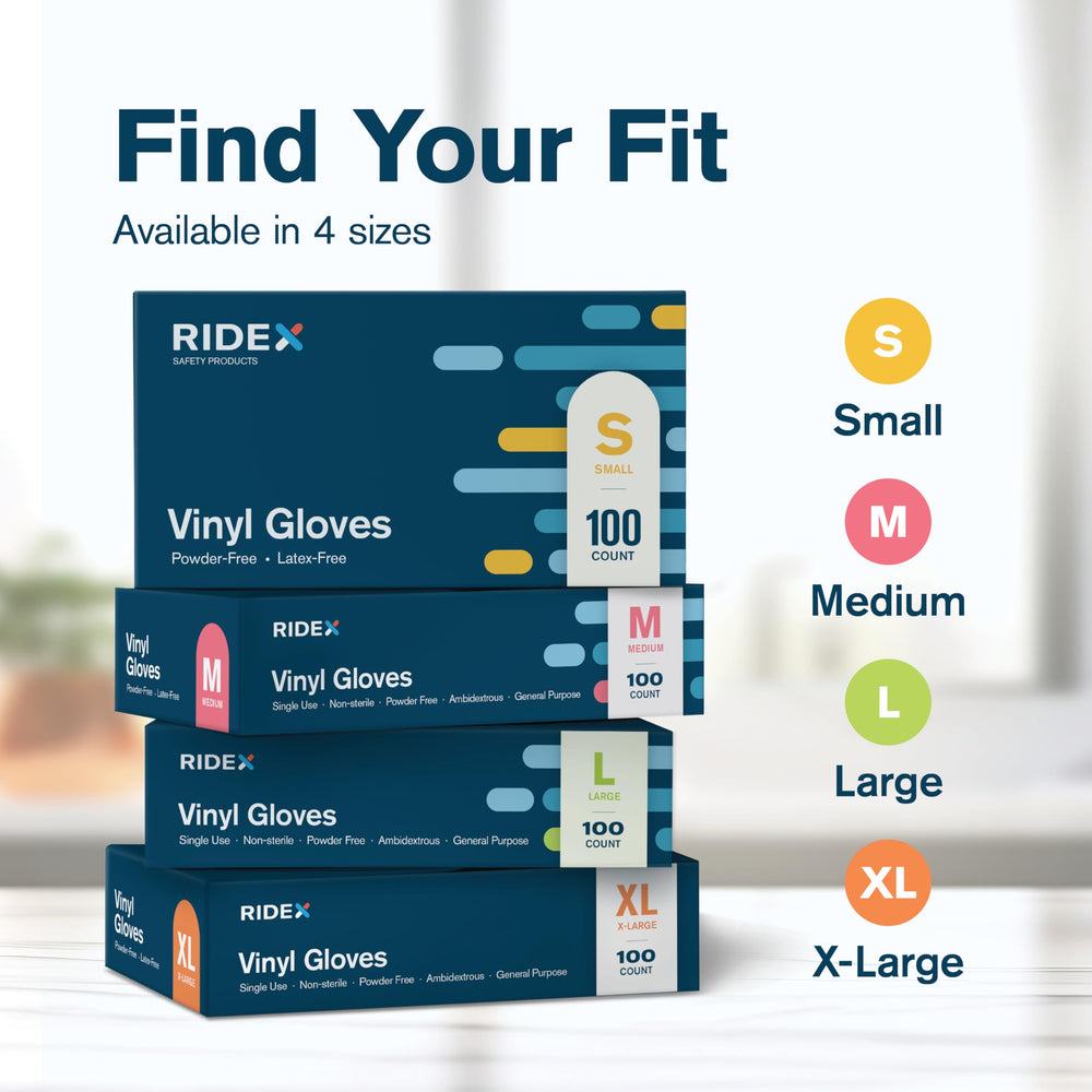 Ridex convenient dispense-box gloves streamline stocking and one-at-a-time use.