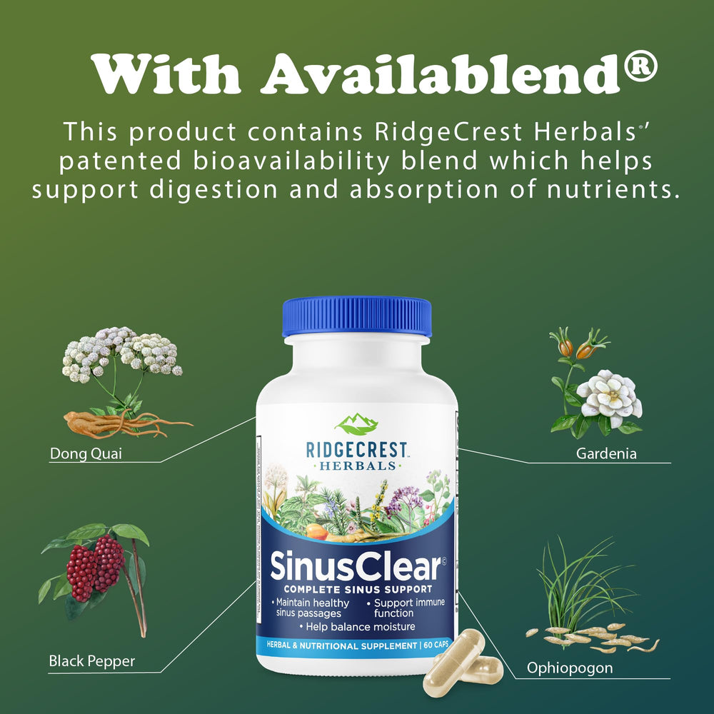 RidgeCrest SinusClear olive-leaf-extract close-up, for seasonal nasal comfort.