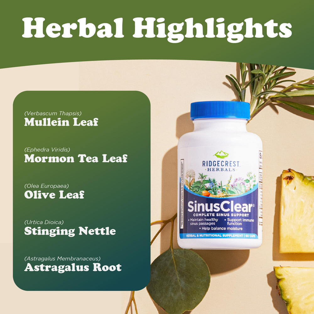 RidgeCrest SinusClear rosemary-leaf image, part of the herbal blend for respiratory support.