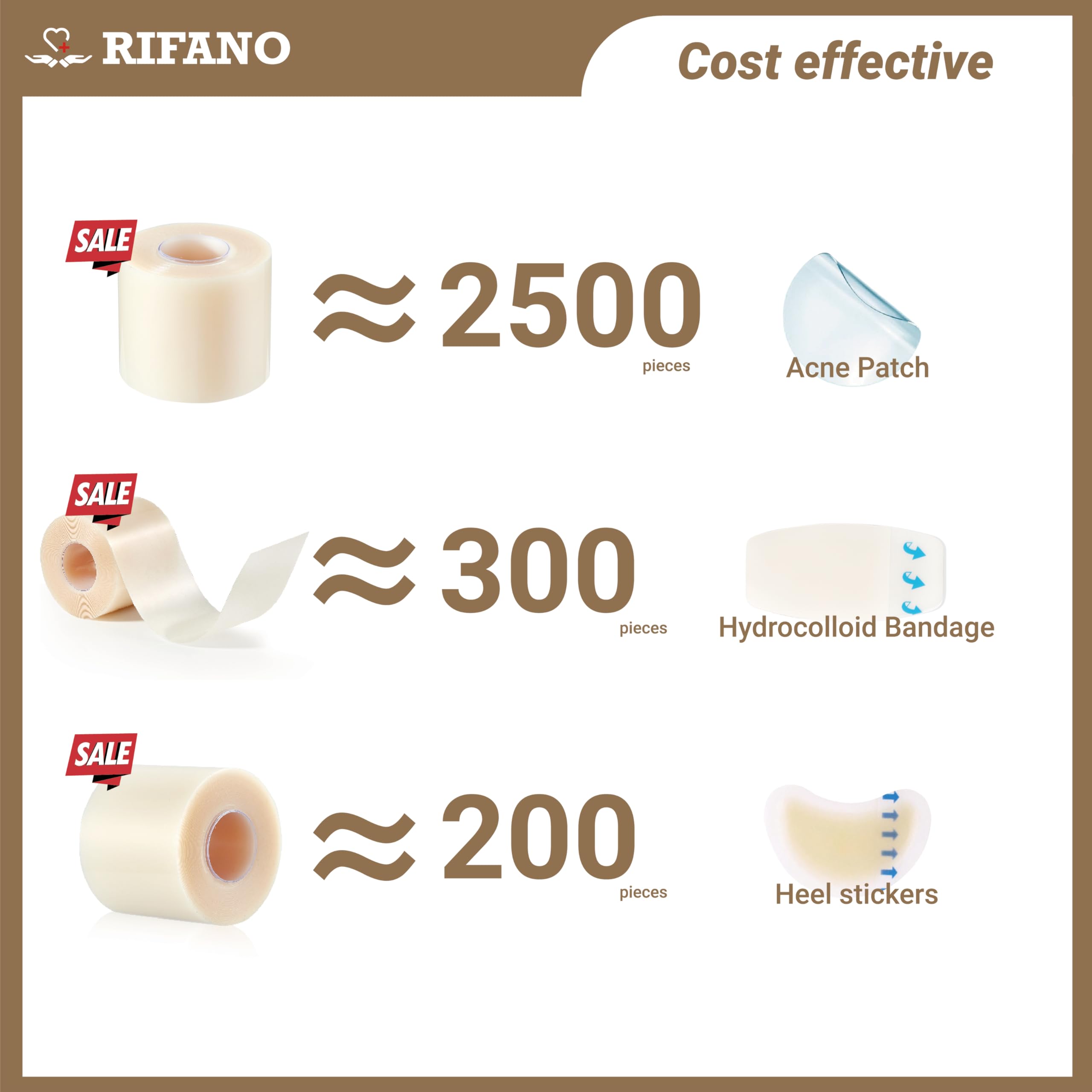 RIFANO hydrocolloid tape on face demonstrates skin-friendly, gentle wear.