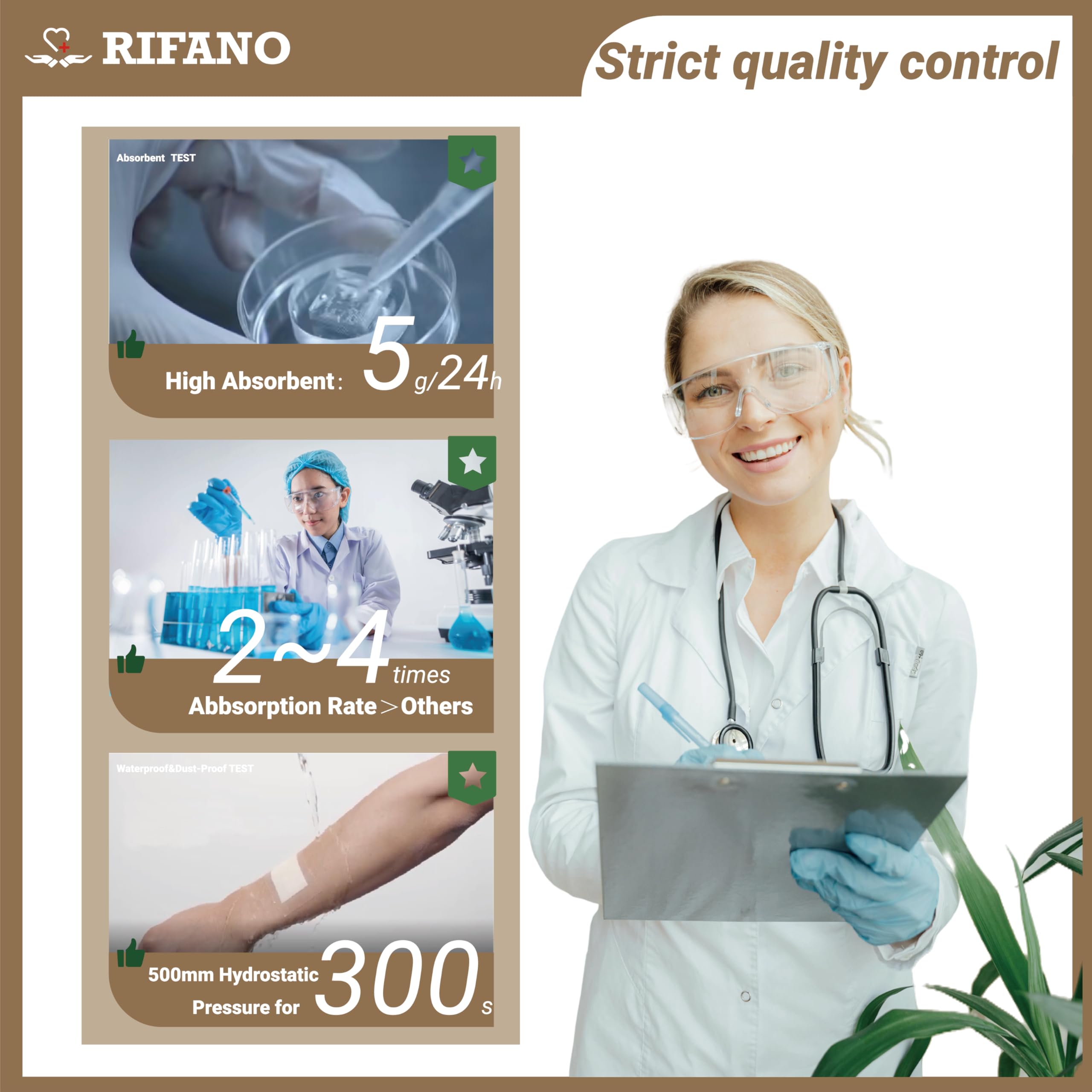 RIFANO Medical Hydrocolloid Tape Roll under moisture-absorbent action keeps surfaces clean.