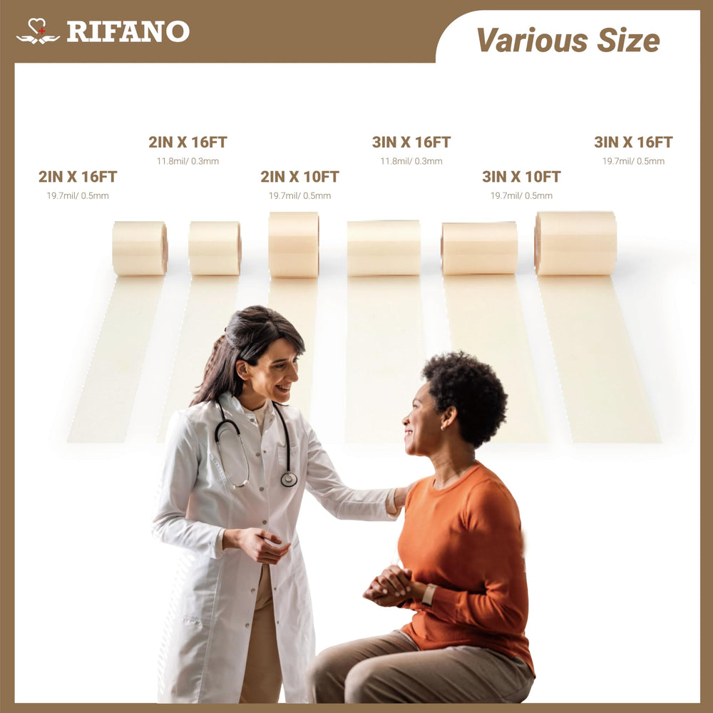 RIFANO hydrocolloid tape roll self-adhesive back simplifies application and reduces waste.