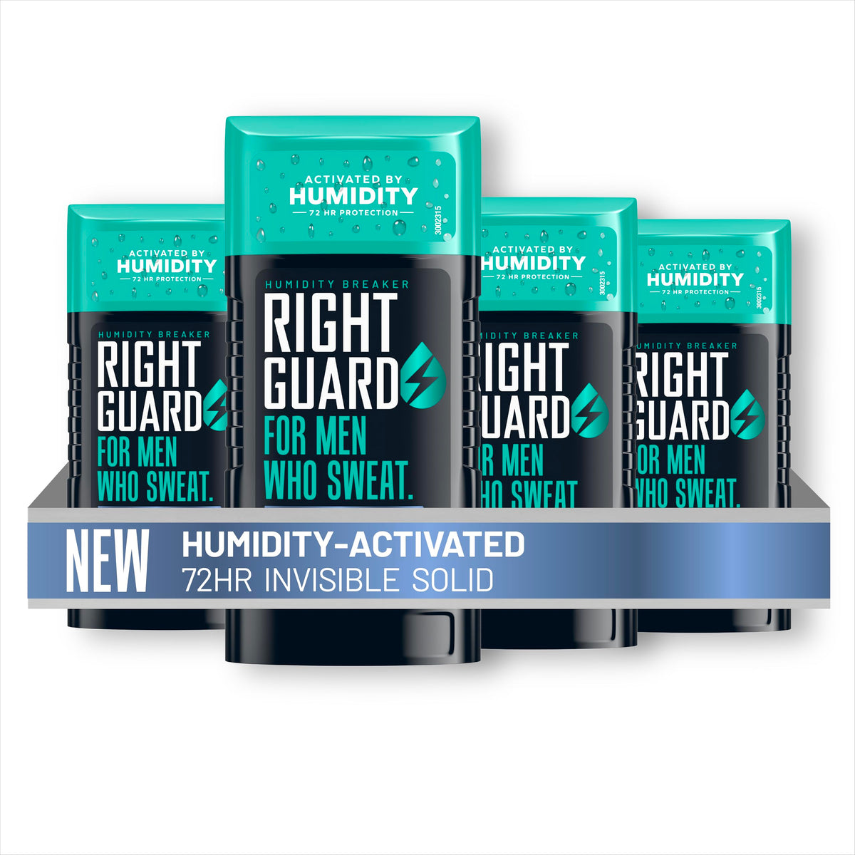 Right Guard Humidity Breaker bottle top view showing easy grip and moisture-activated protection.