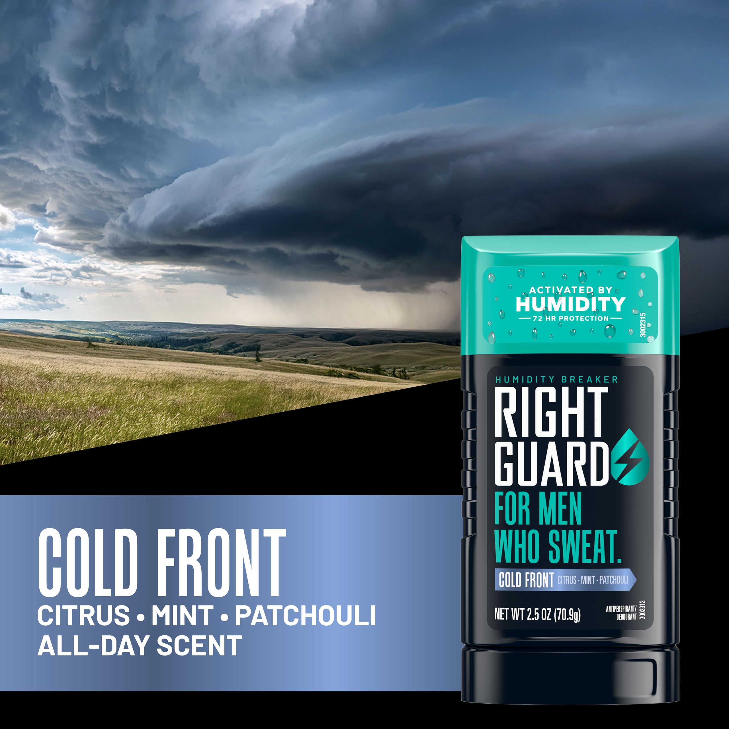 Right Guard Humidity Breaker invisible dry application for mess-free wear.