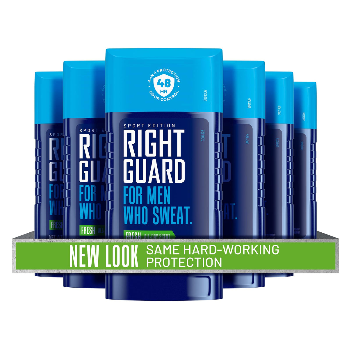 Right Guard Sport Fresh Scent invisible solid six-pack on display.