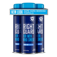Right Guard Sport Powder Dry Scent bottle front view for all-day freshness.