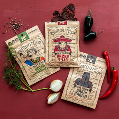 Righteous Felon Darth Garlic Jerky flavor closeup shows bold savory notes
