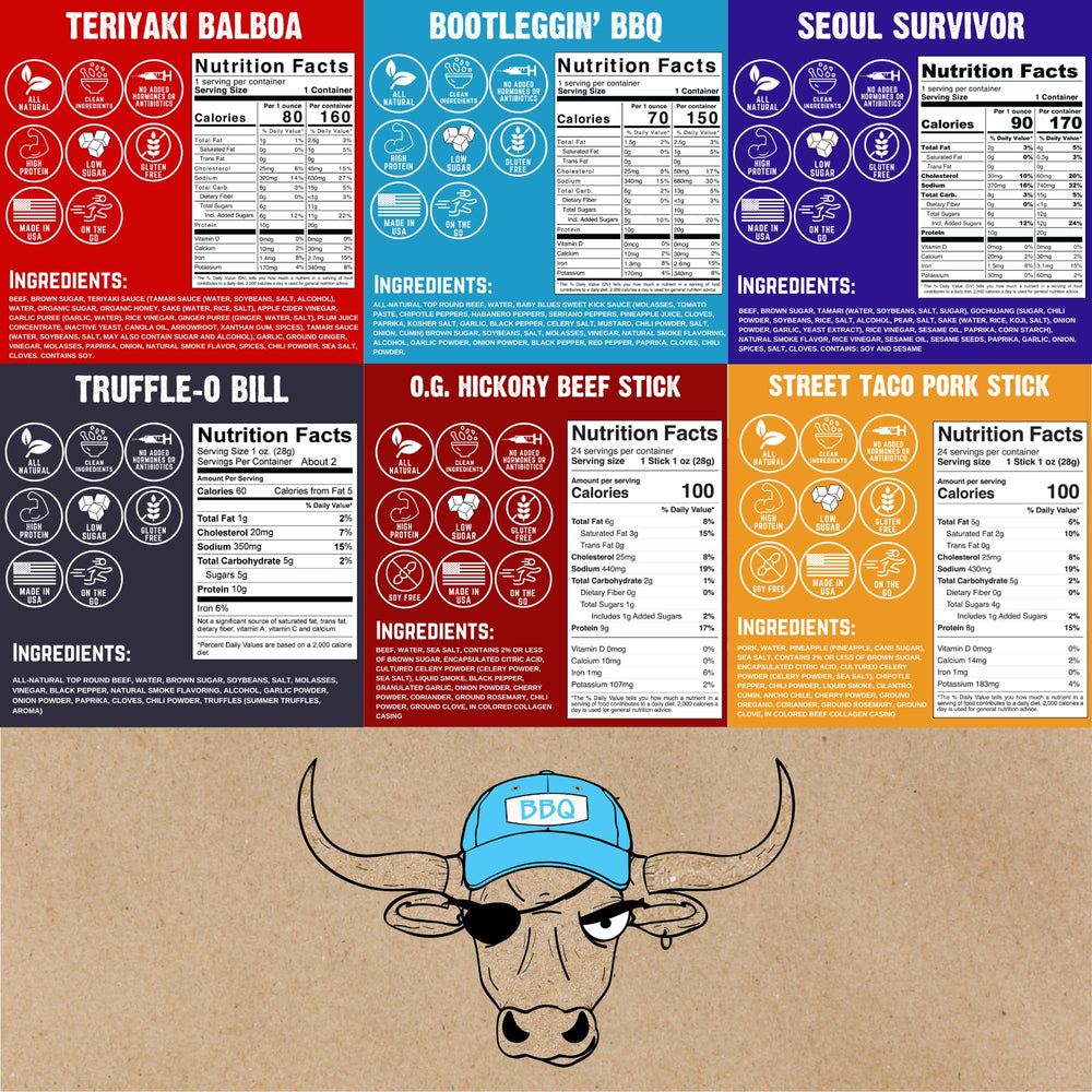 Righteous Felon jerky sampler closeup showing textures and marbling