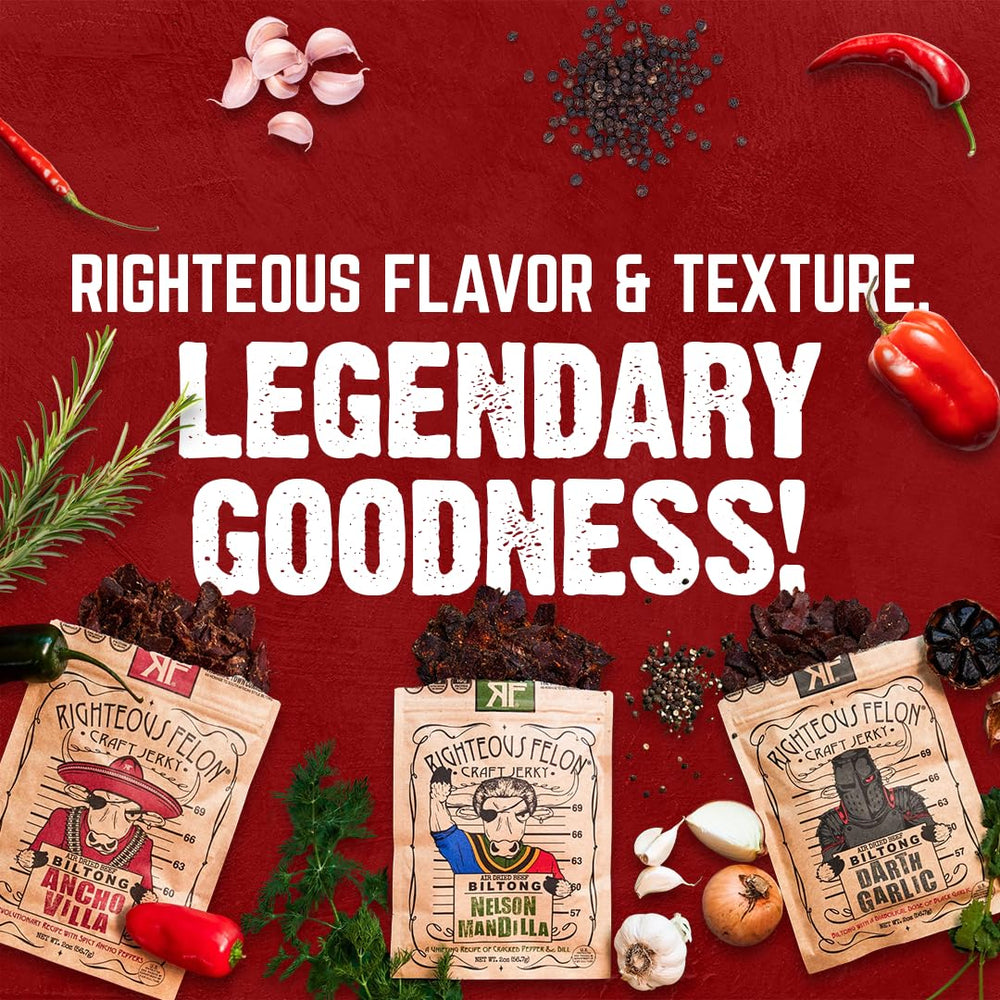 Righteous Felon Nelson Mandela Dill Jerky flavor closeup with tangy aroma