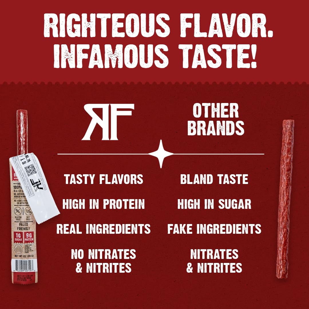 Righteous Felon on-the-go snack image emphasizing quick protein boost and portability.