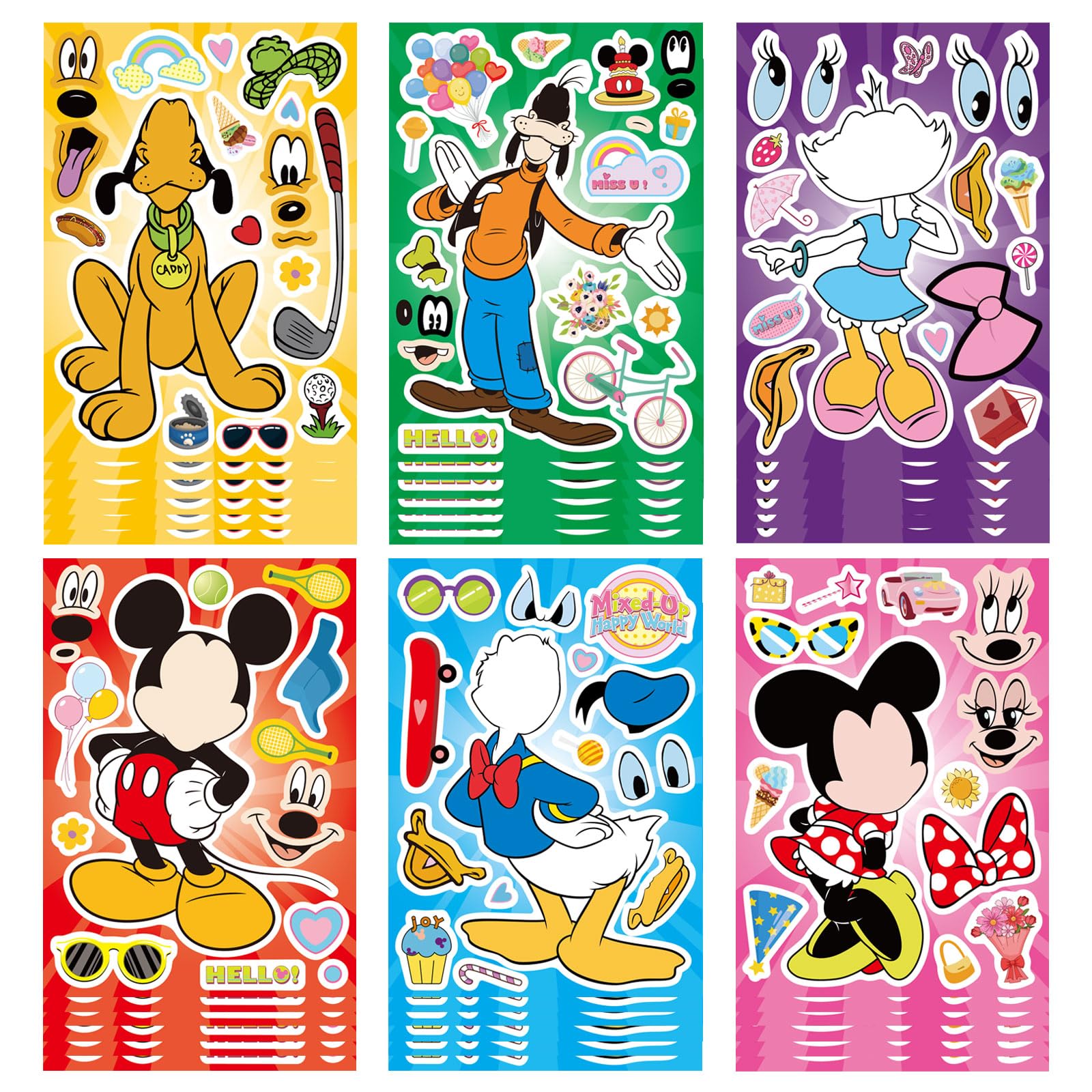 Rihoyoss Mouse Make-a-Face stickers sheet with 36 designs for creative expression.