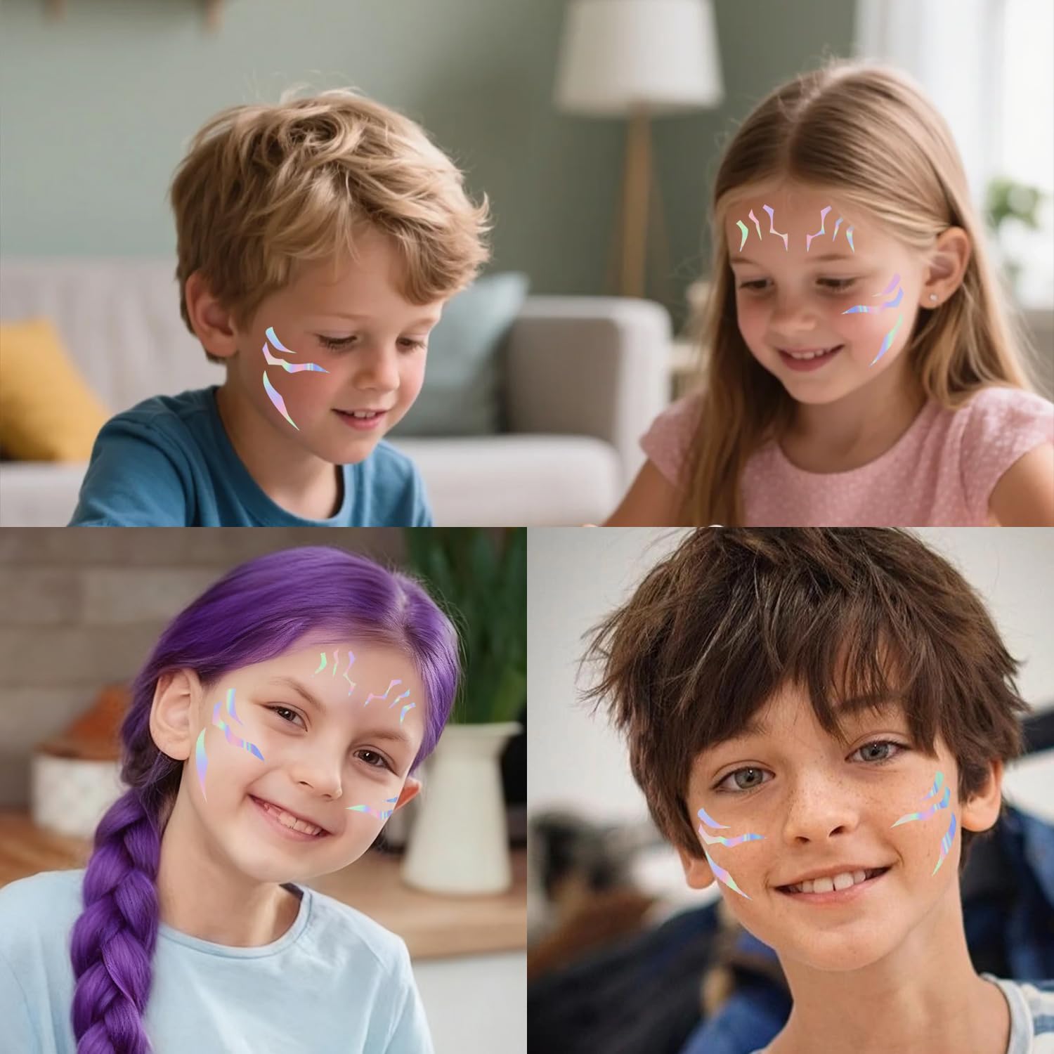 Rihoyoss Purple laser stripes tattoos offer multicolor accents for creative costume details