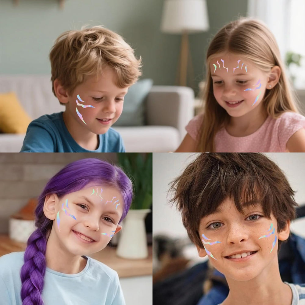 Rihoyoss Purple laser stripes tattoos offer multicolor accents for creative costume details