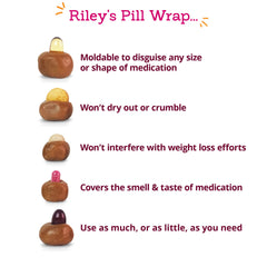 Riley's Pill Wrap dog-eating-pill paste treat shows flavor beyond a simple pill.