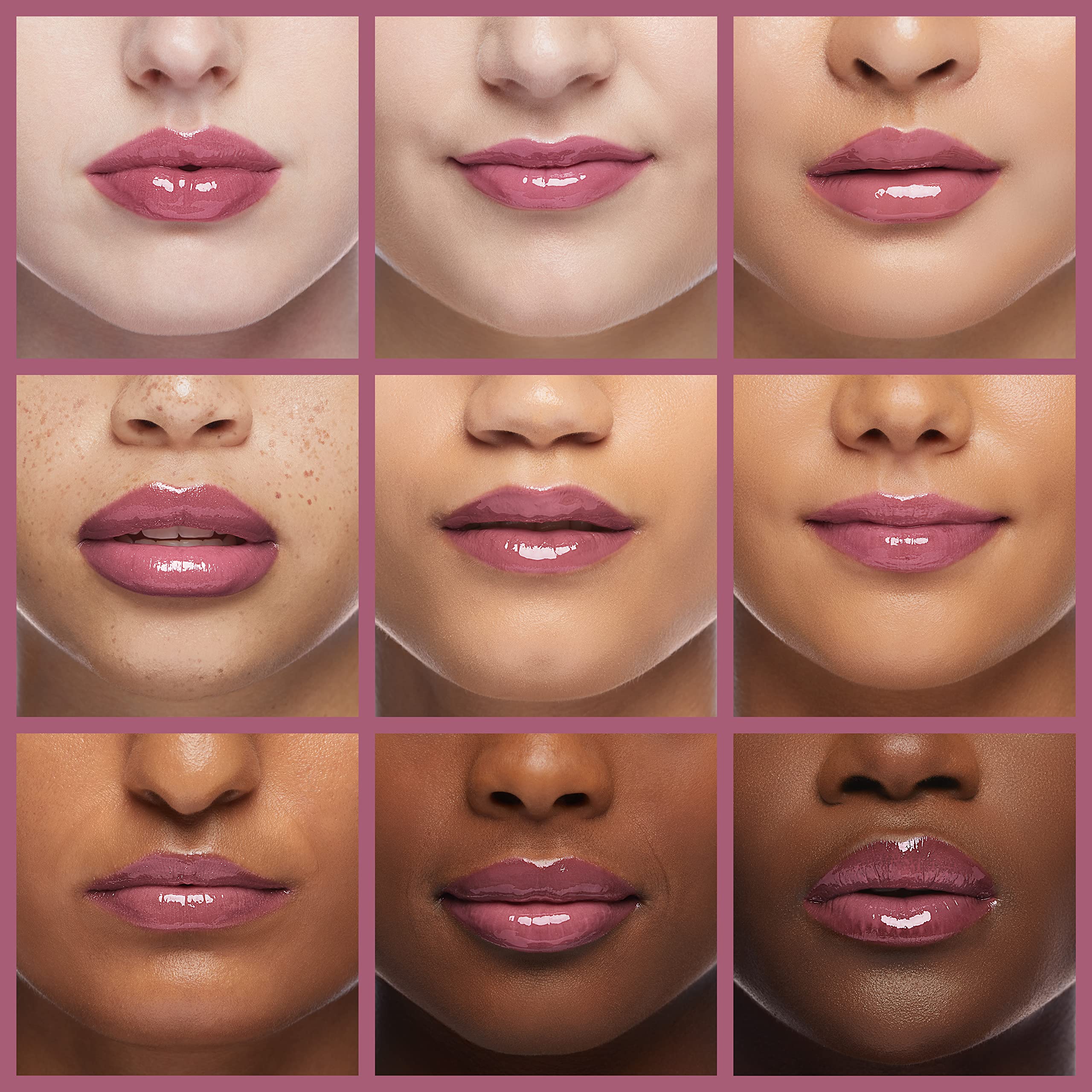Rimmel Stay Glossy lips worn alone for a high-shine look