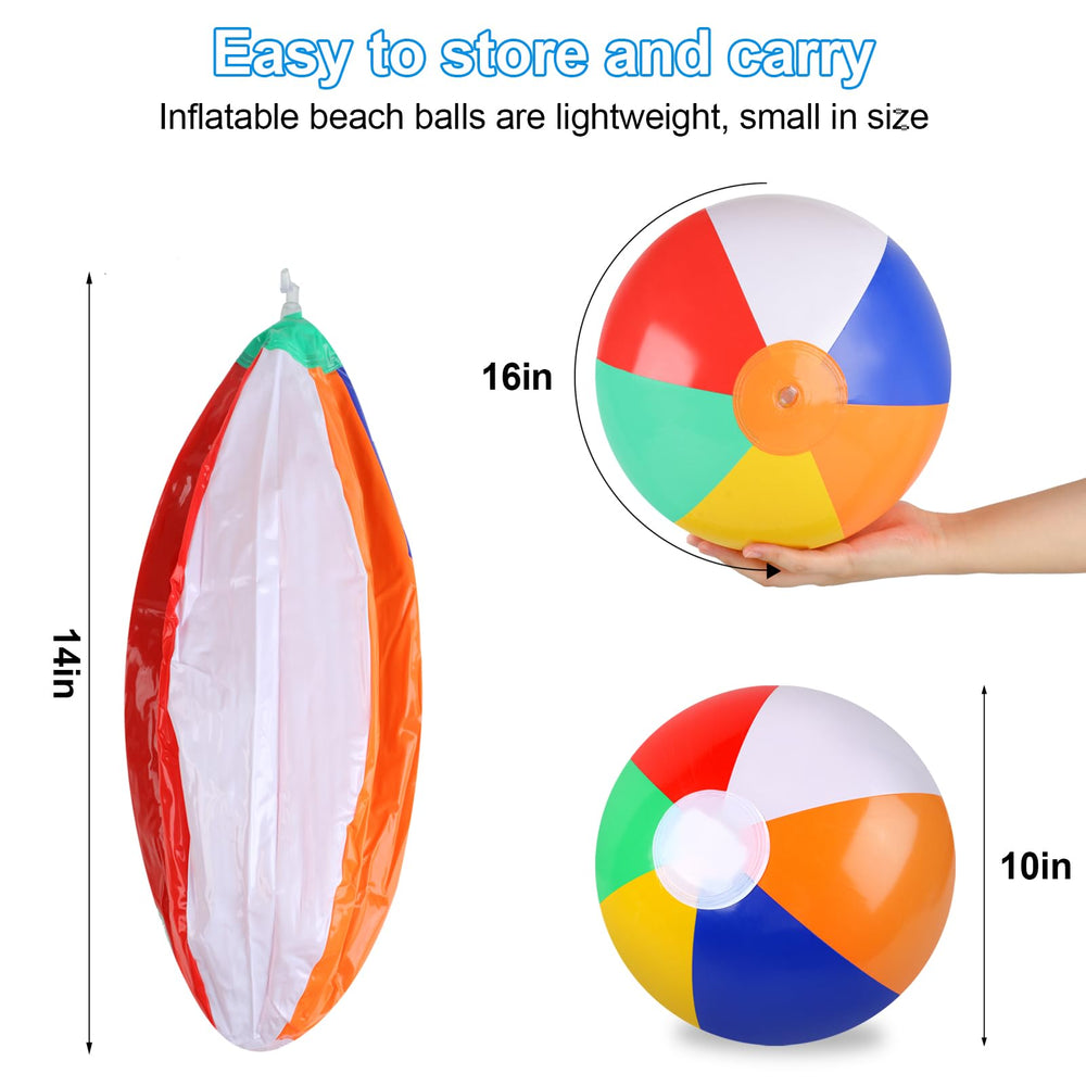 Rindion rainbow color beach balls add vibrant hues for outdoor parties.