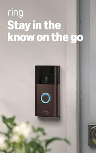 Ring Battery Doorbell Venetian Bronze finish complements exterior design.