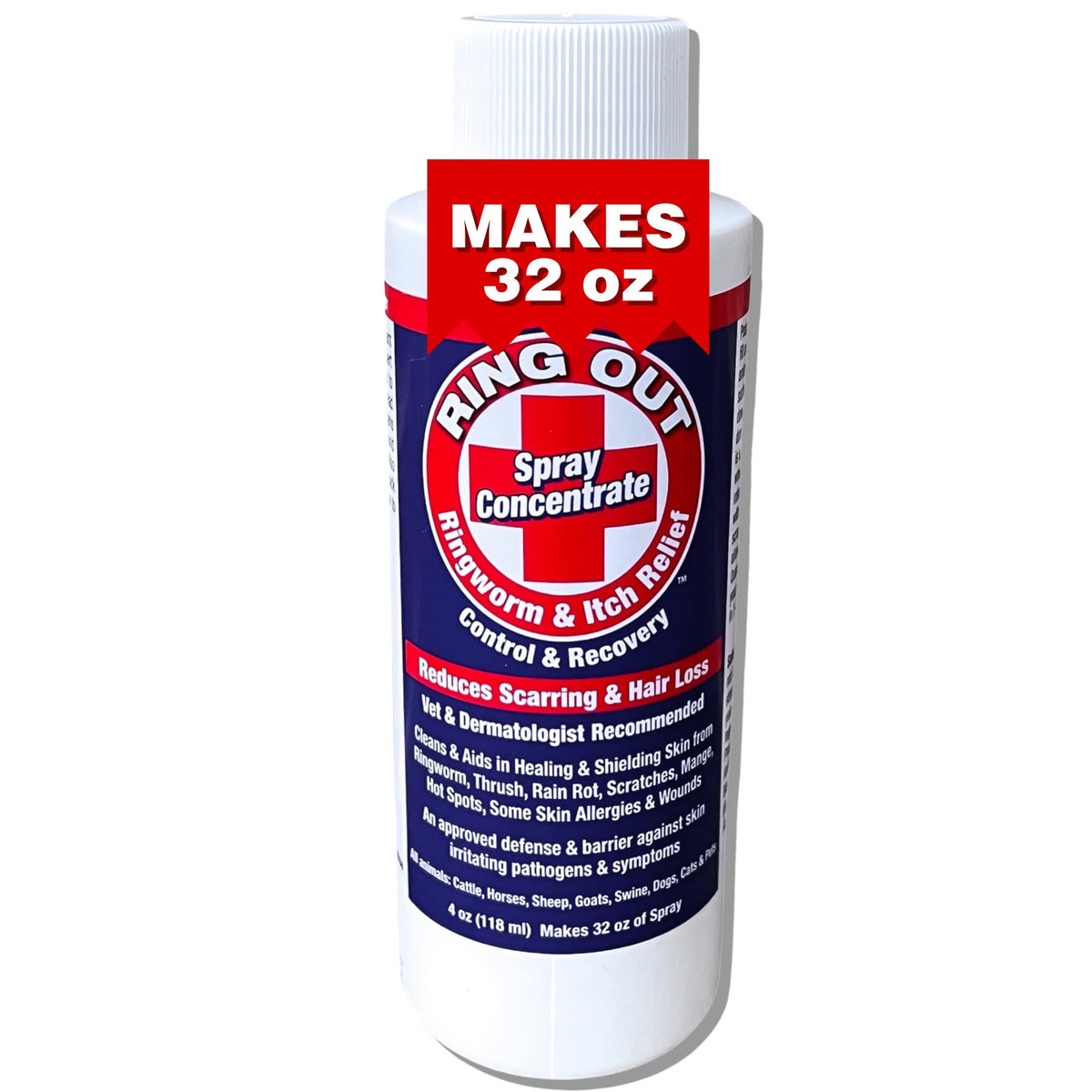 Ring Out bottle spray demonstrates topical relief for irritated skin