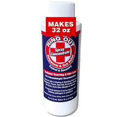 Ring Out bottle spray demonstrates topical relief for irritated skin