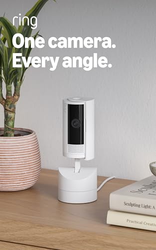 Ring Pan-Tilt Indoor Cam connects with Alexa for hands-free monitoring.