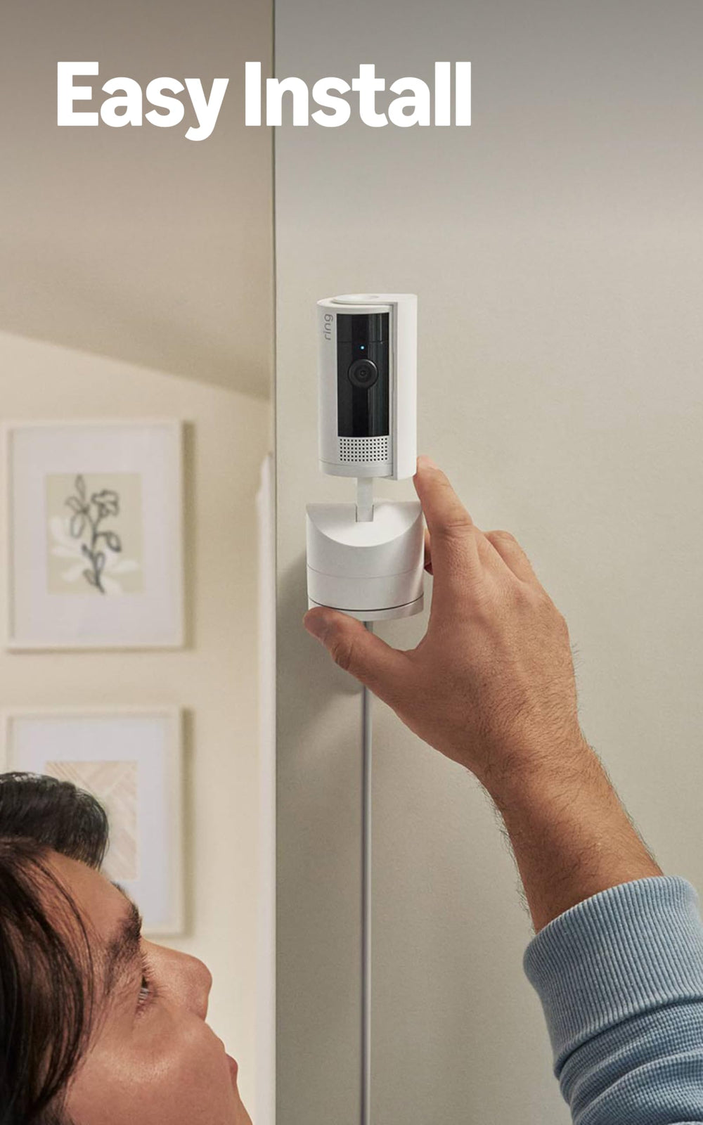 Ring Pan-Tilt Indoor Cam easy DIY install for quick setup.