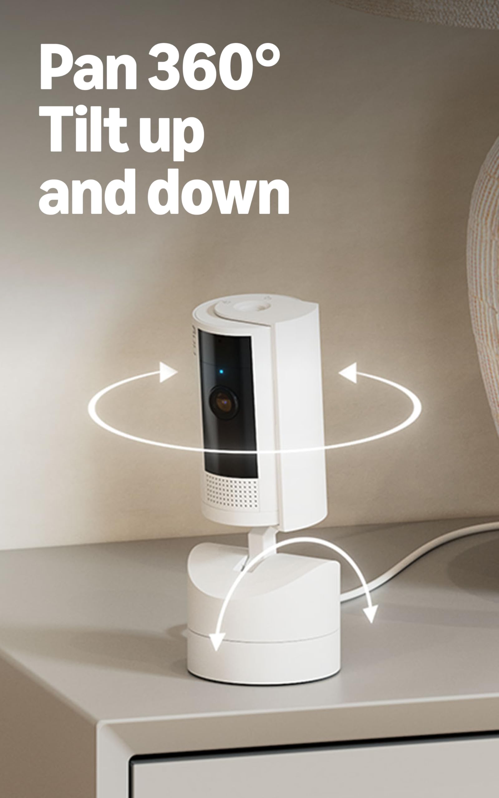 Ring Pan-Tilt Indoor Cam Live View shows real-time activity.