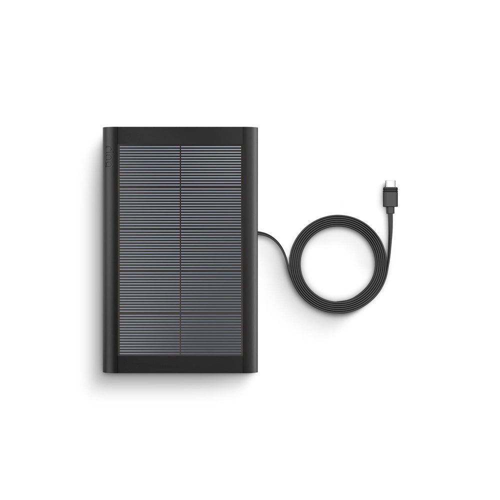 Ring small solar panel installed with 2 m cable management for tidy outdoor setup.