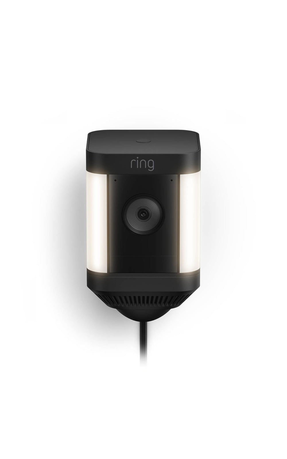 Ring Spotlight Cam Plus plug-in front view for around-the-clock home security monitoring